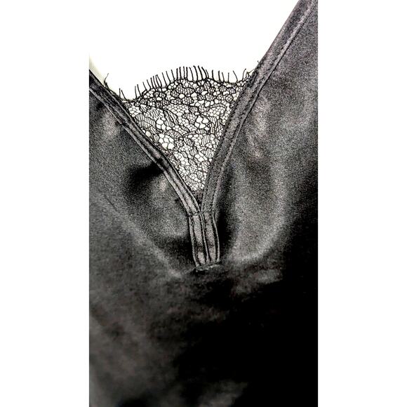 Victoria's Secret black satin charmeuse unconventional lace chemise nightgown XL - Picture 6 of 9